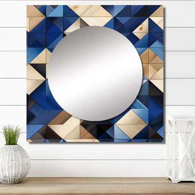 Carreaux beige et bleu Symmetry - art mural moderne carré en miroir pour salle de bain