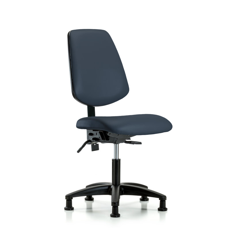 Evelin Vinyl Task Chair, Glides, Imperial Blue, Not Included