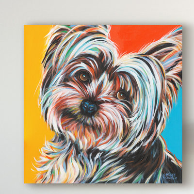 « yorkie doux ii », reproduction de peinture à l’acrylique sur toile tendue