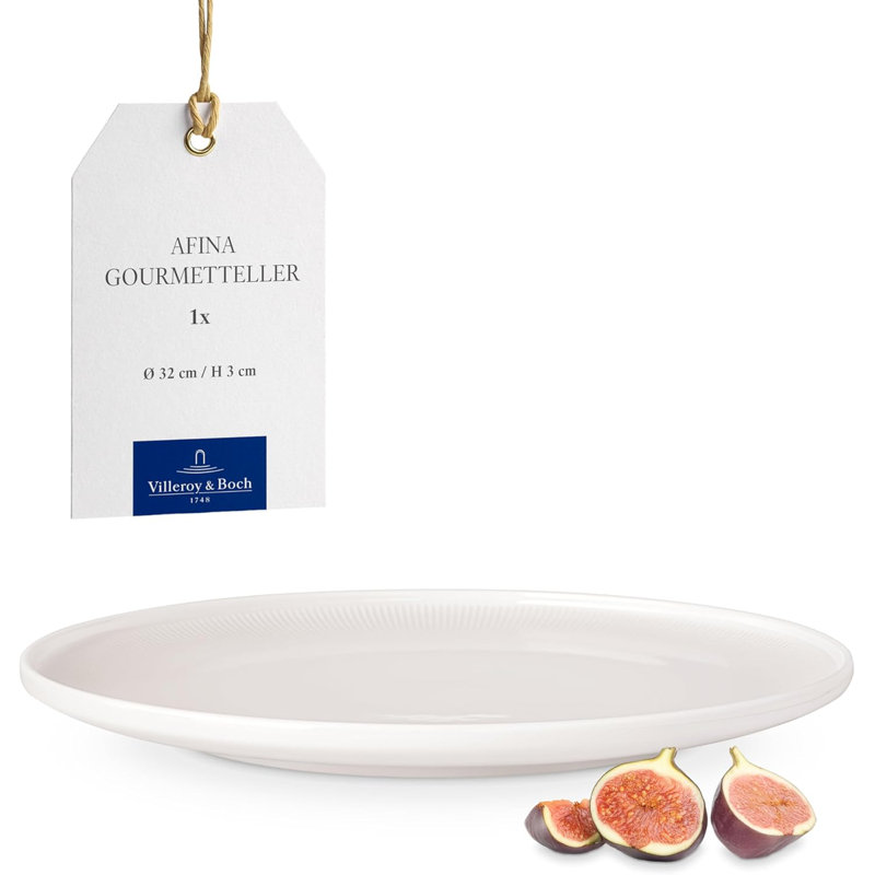 Villeroy & Boch Afina Gourmet Serving Plate, Premium Porcelain, Made in Germany, Dishwasher and Microwave Safe, 12.5 x 12.5 x1.25 in, Stackable, White