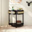 Unique Half Moon Rattan End Table And Console With Sliding Door, Storage Cabinet, And Shelf, Black | Gift Idea-22779020