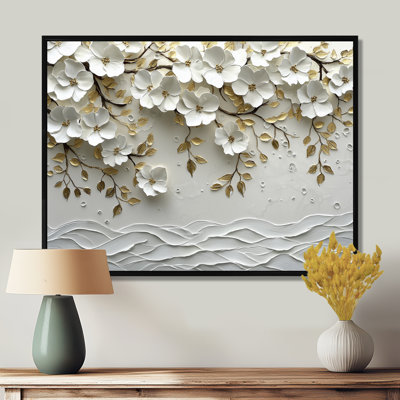 Décoration murale Mykenna Widlflowers Golden Creamy Blossom - fleurs sauvages