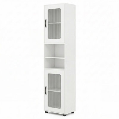 Tall Bathroom Storage Cabinet, Freestanding Storage Organizer w/Adjustable Shelf for Small Spaces