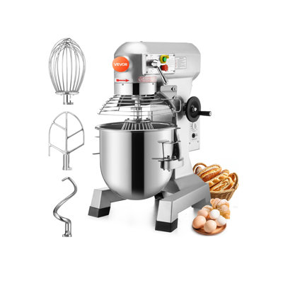 Commercial Planetary Food Mixer, 20 Qt Stainless Steel Bowl, 750W Heavy Duty Stand Mixer with Dough Hook, Flat Beater, and Wire Whip for Bakeries and Restaurants