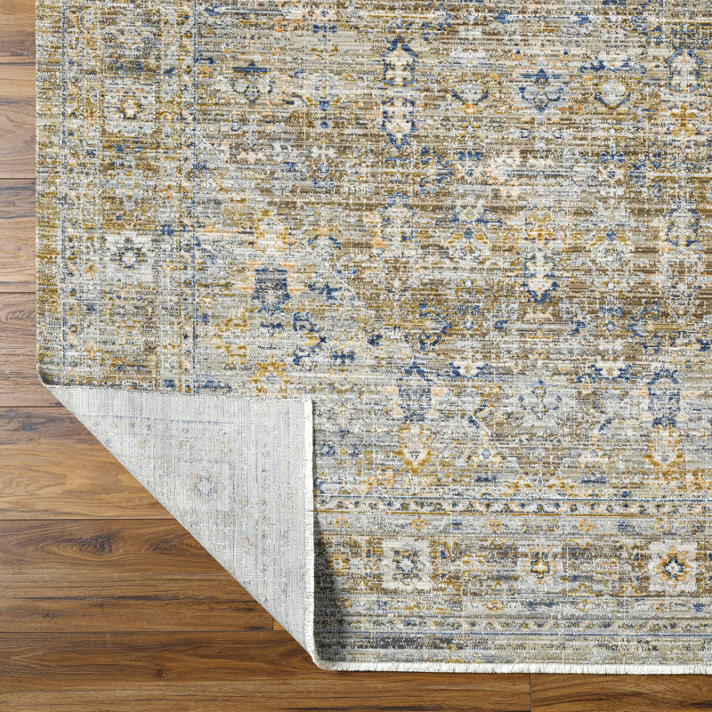 Margaret Gray and Taupe Synthetic Washable Rectangular Area Rug