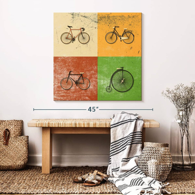 «Vélo Evolution», reproduction sur toile, H 33 po x l 33 po x P 1,25 po