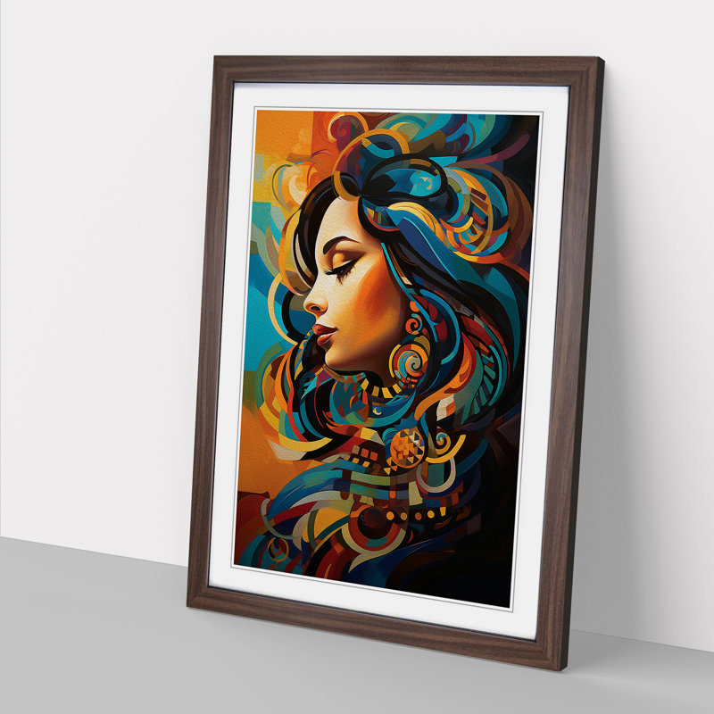 Indian Woman Orphism - Framed Print, 64cm H x 46cm W x 2cm D, Walnut