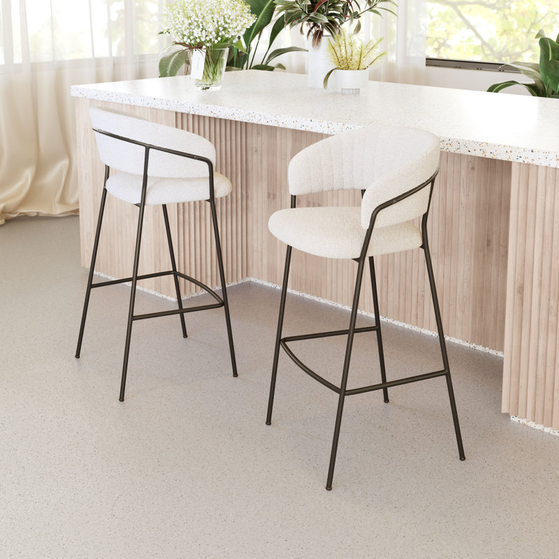 Ensemble de 2 tabourets Katriel crème, Crème