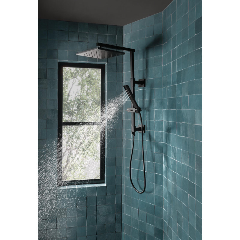 Essential™ Euro Square Shower Column, Matte Black