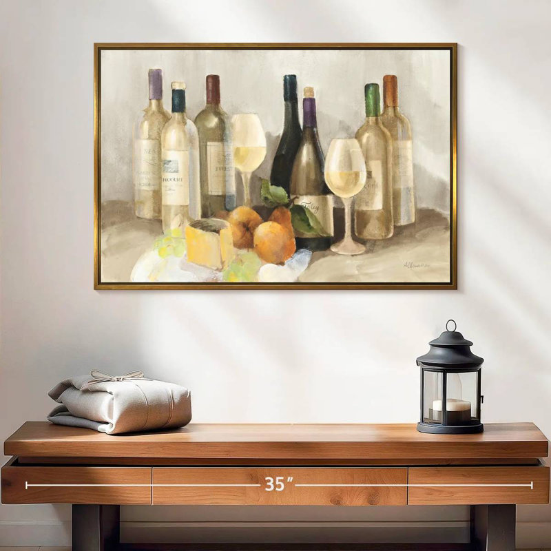 Vin et fruit II - lumière, 25 po x 17 po, Cadre flottant doré