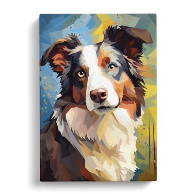 Border Collie Cubism Art - Print