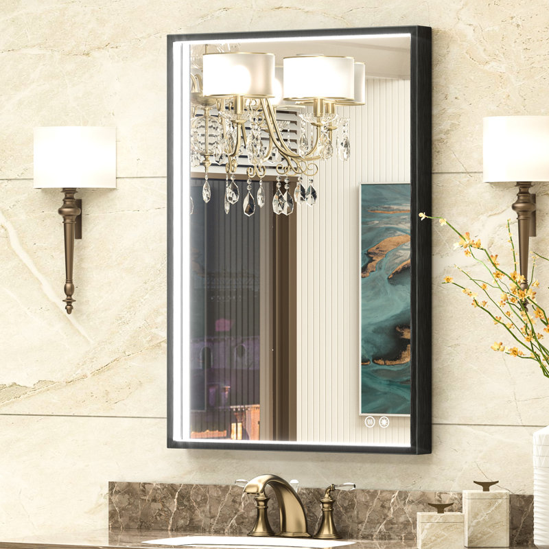 Sahiti Metal Framed LED Bathroom Mirror with Anti-Fog , 36" x 24"