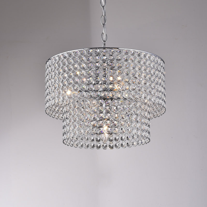 Trefann 5 - Light 14" Chrome Unique Tiered Chandelier