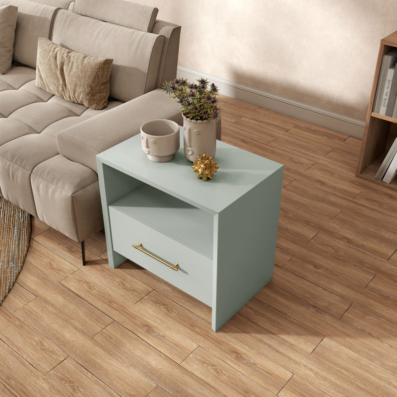 Karyn Single Drawer End Table, Mint Green