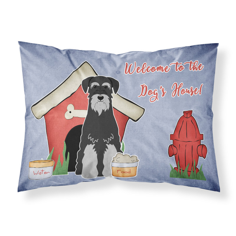 Taie d’oreiller chien house, Schnauzer moyen noir et gris