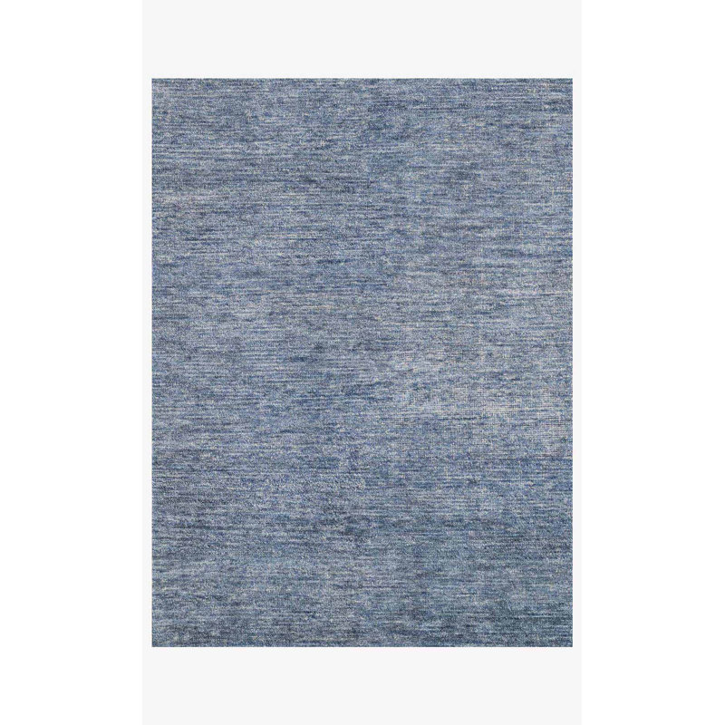 Tapis bleu noué à la main Jeffress, Rectangle 8 pi 6 po x 11 pi 6 po