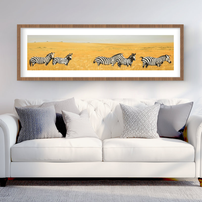 «Herd of Zebra» - Reproduction matte encadrée noire