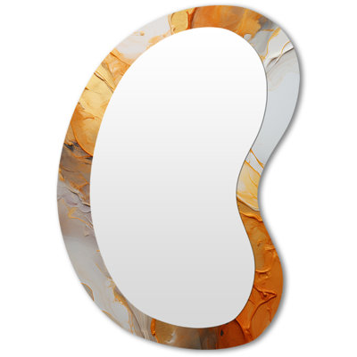 Or et blanc Geode Lava IV - pierre Geode métal Art Decor - miroir mural traditionnel asymétrique