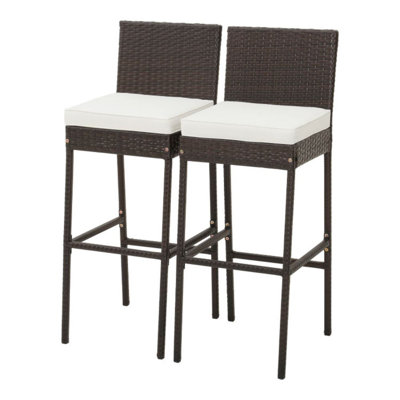 Set Of 2 Patio Wicker Barstools With Seat Cushion And Footrest by Latitude Run