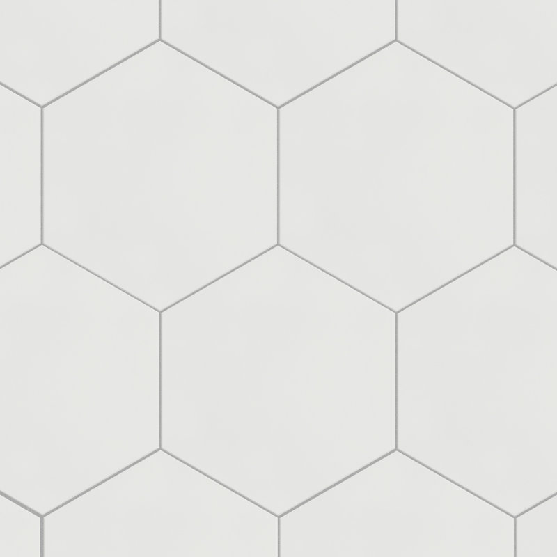 Textile Hex 9" x 10" Porcelain Wall & Floor Tile, White