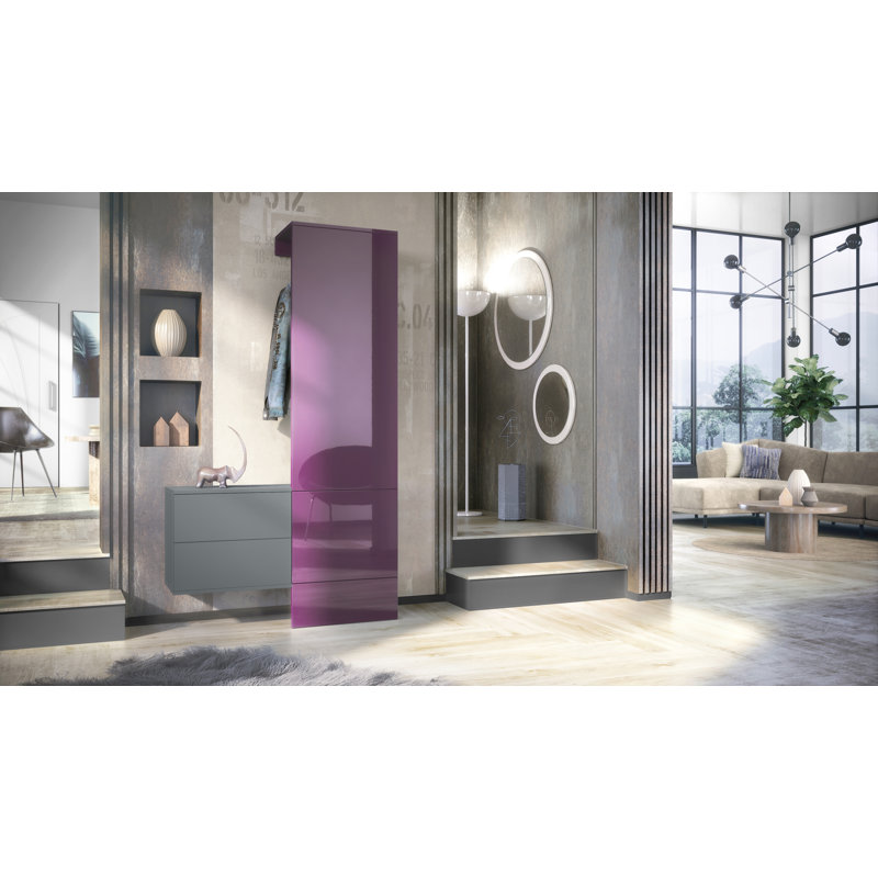 Chappa Hall Tree 105cm Wide, Blackberry high gloss