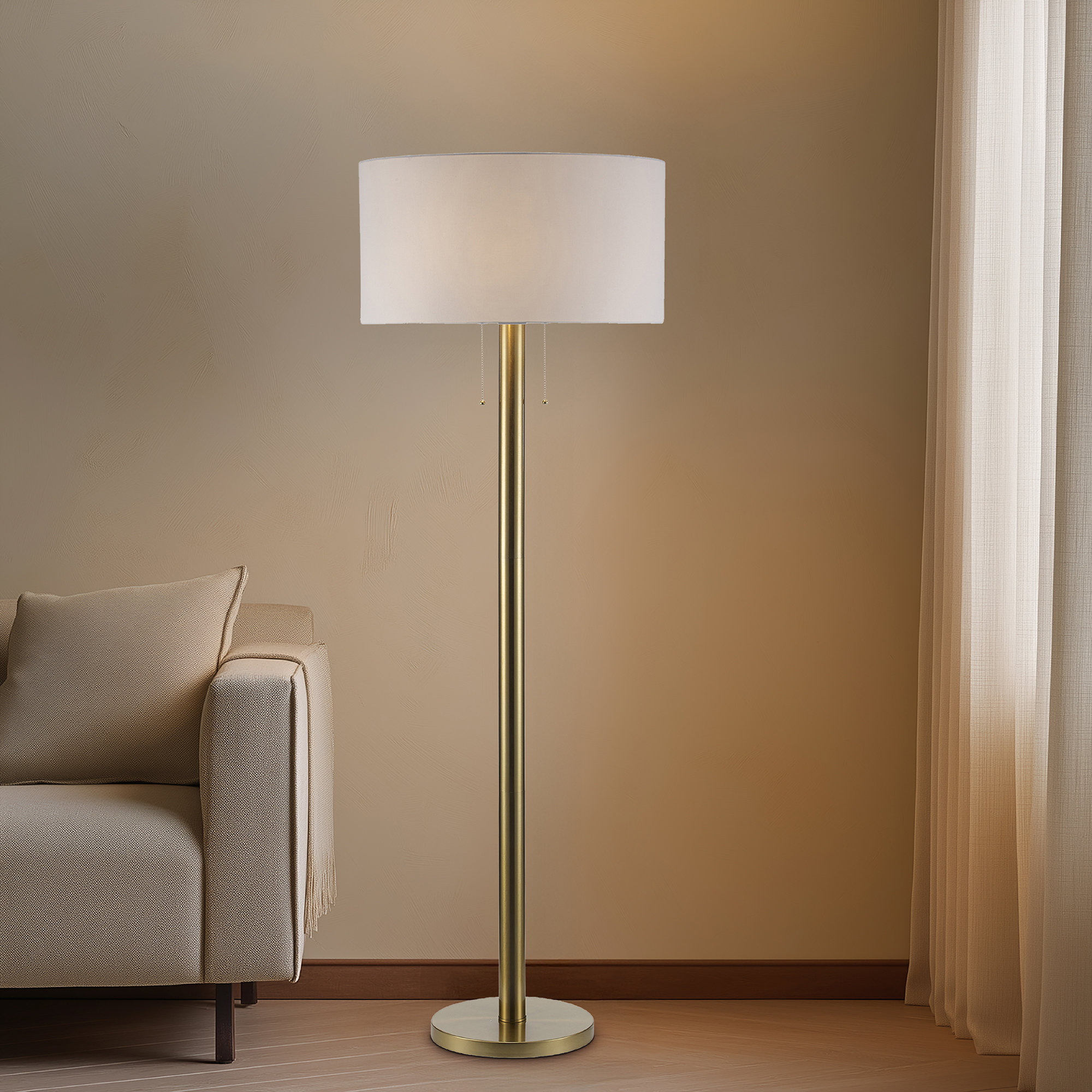 Laz 1 - Light Tube Floor Lamp, Antique Gold