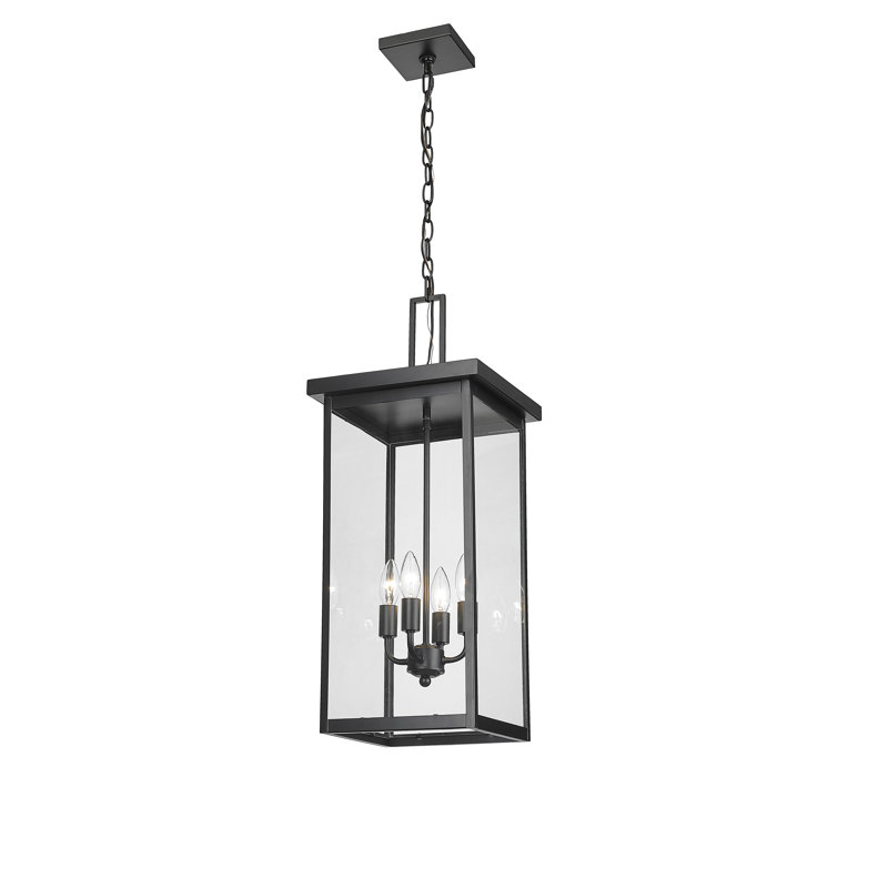 Luminaire suspendu d'extérieur 4 lumières 11 po Osakis, Noir thermolaqué