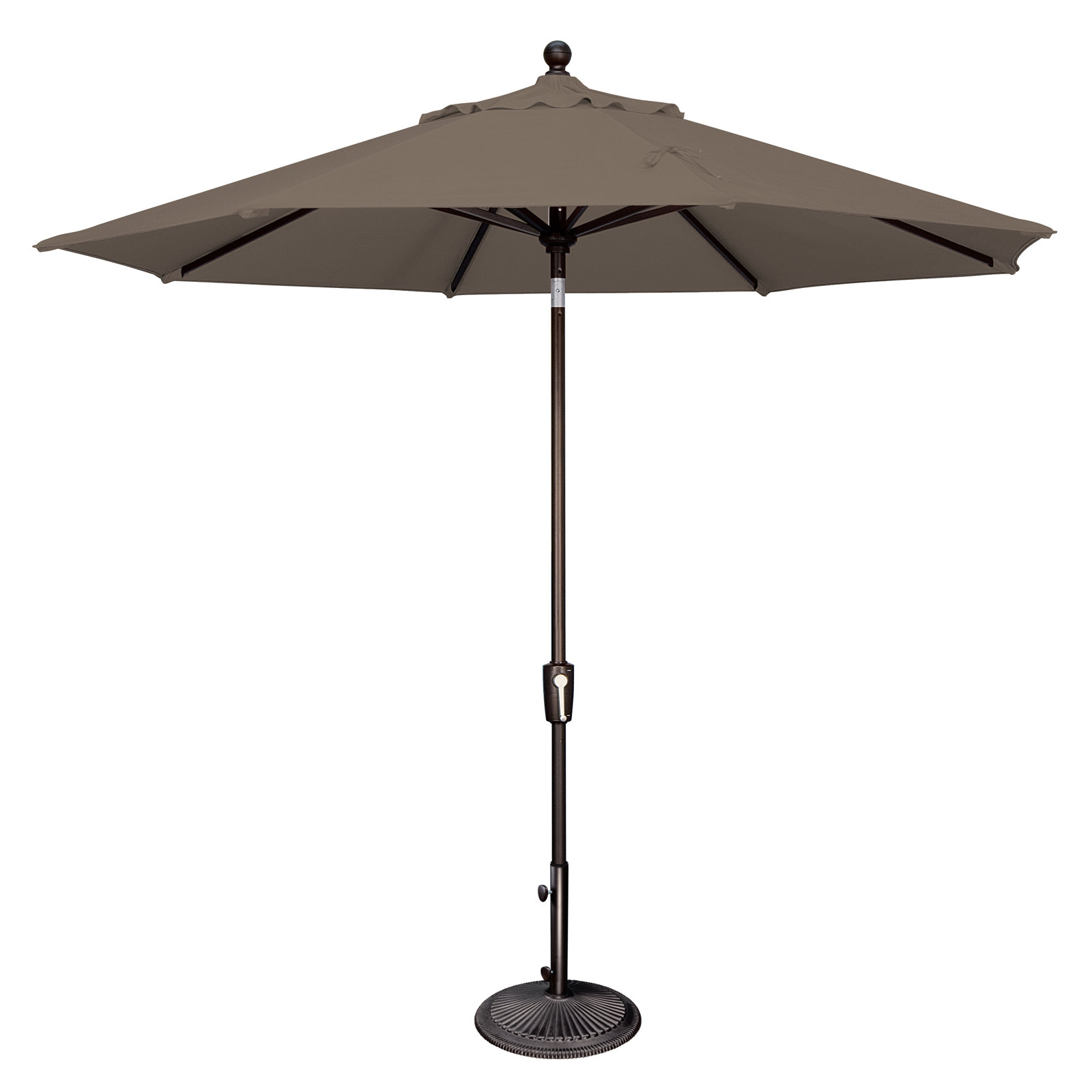 Canela 108'' Market Olefin Umbrella, Taupe Canvas, Canvas Black