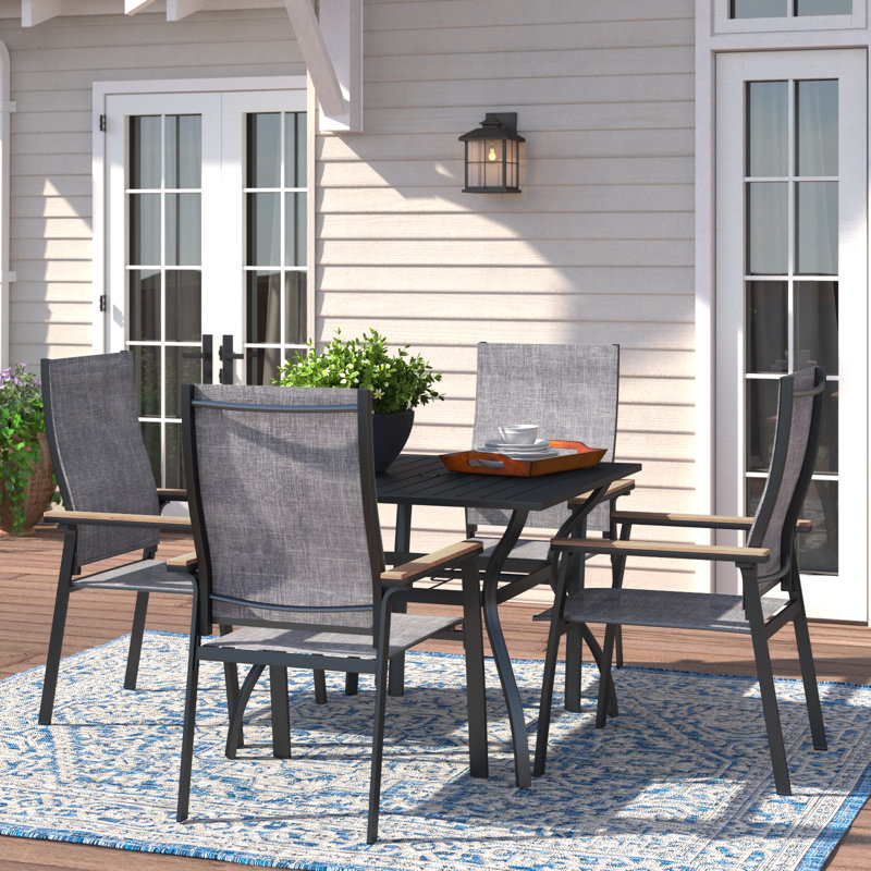 Alyah 4 - Person Patio Dining Set with Square Table, Black