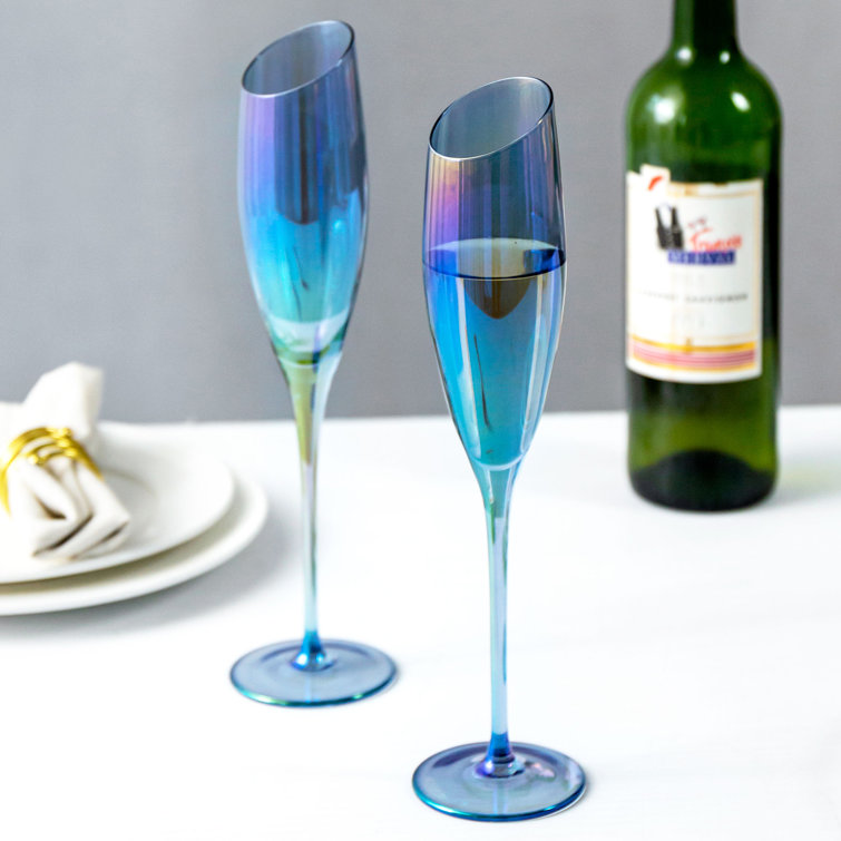 Wrought Studio Iridescent Blue 6 Oz Champagne Flute