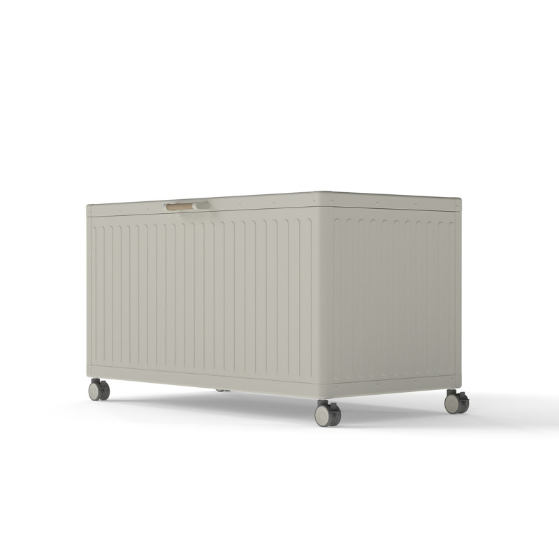 Grand coffre de terrasse avec roulettes 175 gallons, Café au lait, H 31 po x l 55,75 po x P 28,3 po, 175