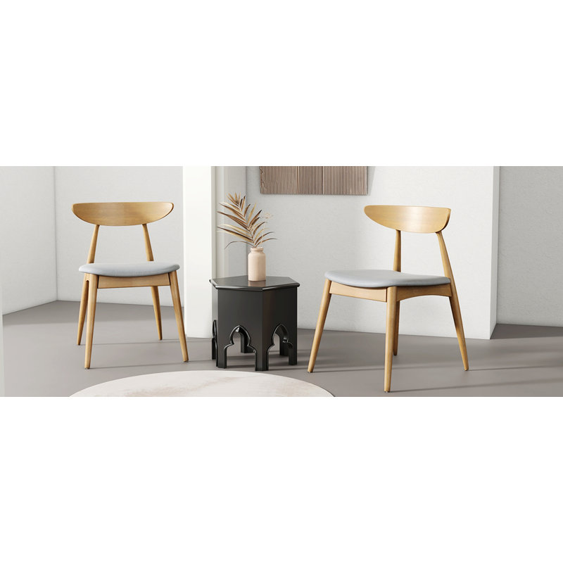 Ensemble de 2 chaises rétro en bois avec dossier et coussins, Beige, Beige, Naturel