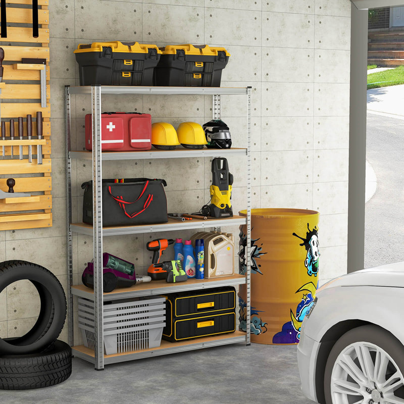 Étagère de garage réglable Rebrilliant 2 pièces à 5 niveaux avec charge maximale de 2 200 lb pour l'entrepôt, Argent