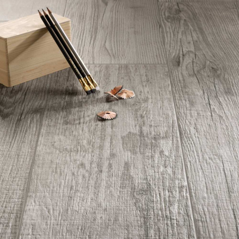 Molise 9" x 48" Porcelain Wood Look Wall and Floor Tile, Gray