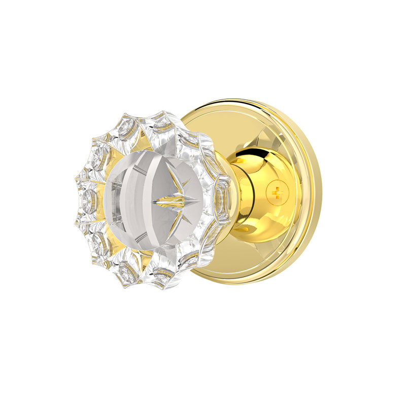Coolnews Retro Elegant Series Crystal Passage Door Knobs, Polished Brass