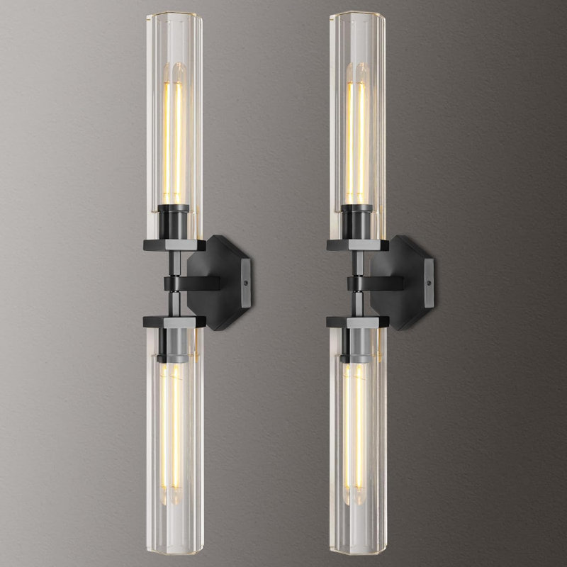 4-Light Dimmable Crystal Wall Mounted Sconce(Bulbs Included), Matte Black