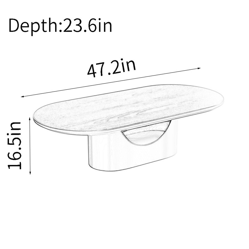 Table basse luxueuse haut de gamme, Noyer foncé, H 16,5 po x L 47,2 po x l 23,6 po