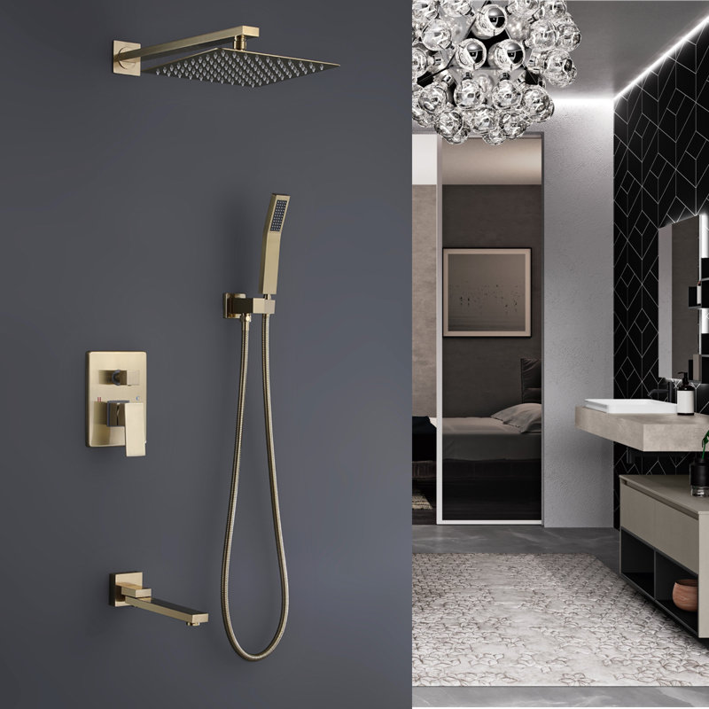 All-In-One Kit with Rough in-Valve, Brushed Gold
