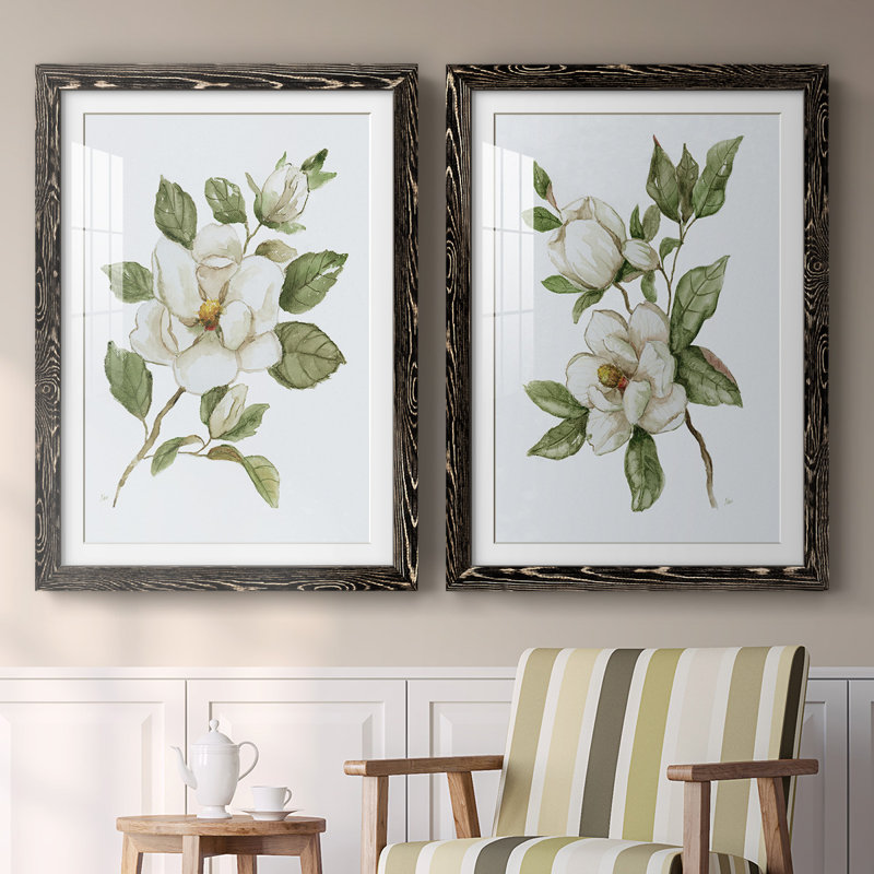 «Magnolia Morning I», reproduction encadrée de qualité supérieure - prête à être accrochée, H 27,5 po x l 75 po x P 1,5 po