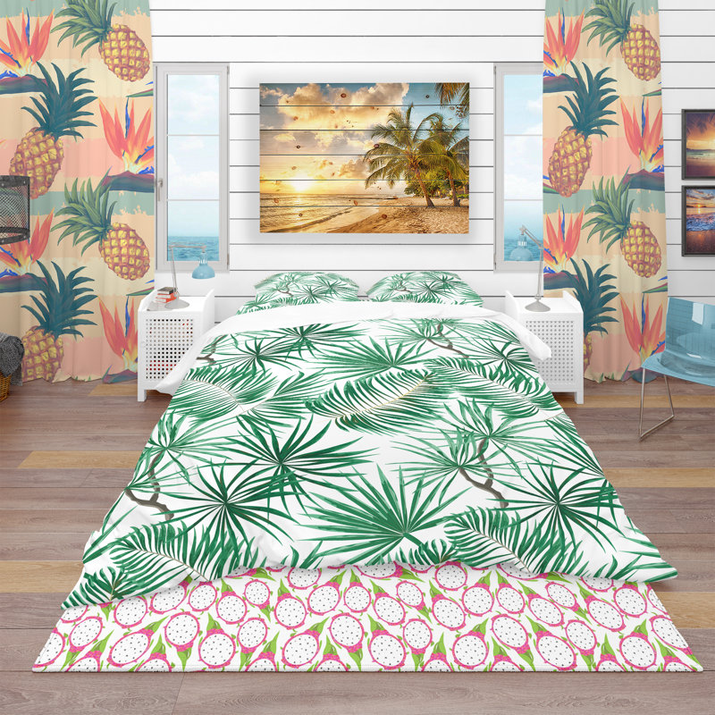 Ensemble de housse de couette tropical, Housse de couette très grand + 2 taies décoratives