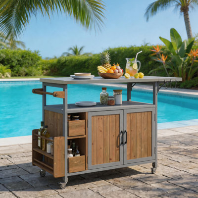 Chariot barbecue multifonctionnel avec support à épices, porte-serviettes et rangement