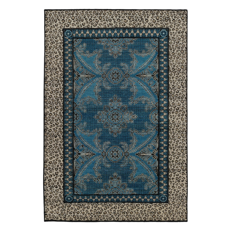 Rug & Kilim’S Modern Rug In Electric Blue And Beige