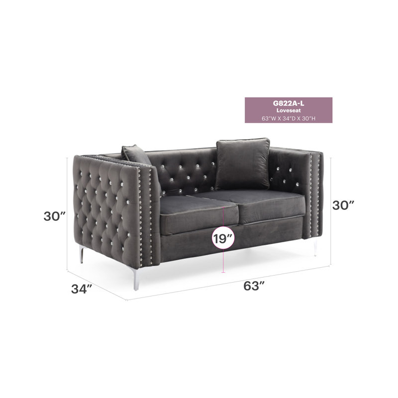 Causeuse contemporaine stylisée grise, Gris