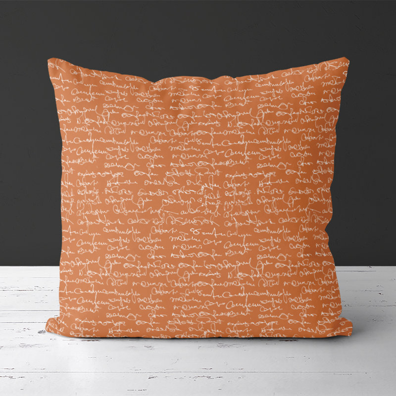 Lettre et housse de coussin carré, Blanc / orange