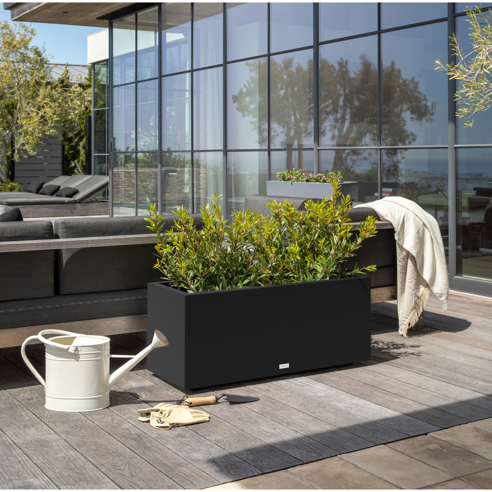 Block Series 38" Planter Box, 16” H x 38” W x 15” D, Black