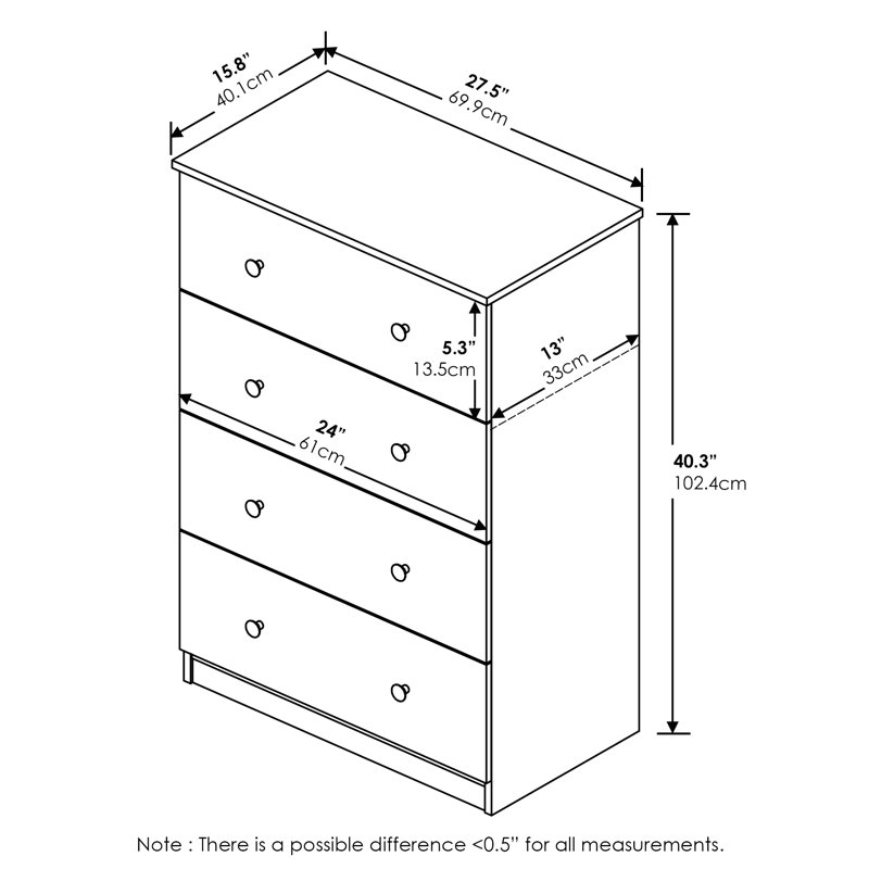 Lakeyda 27.72'' W 4 - Drawer Dresser, White