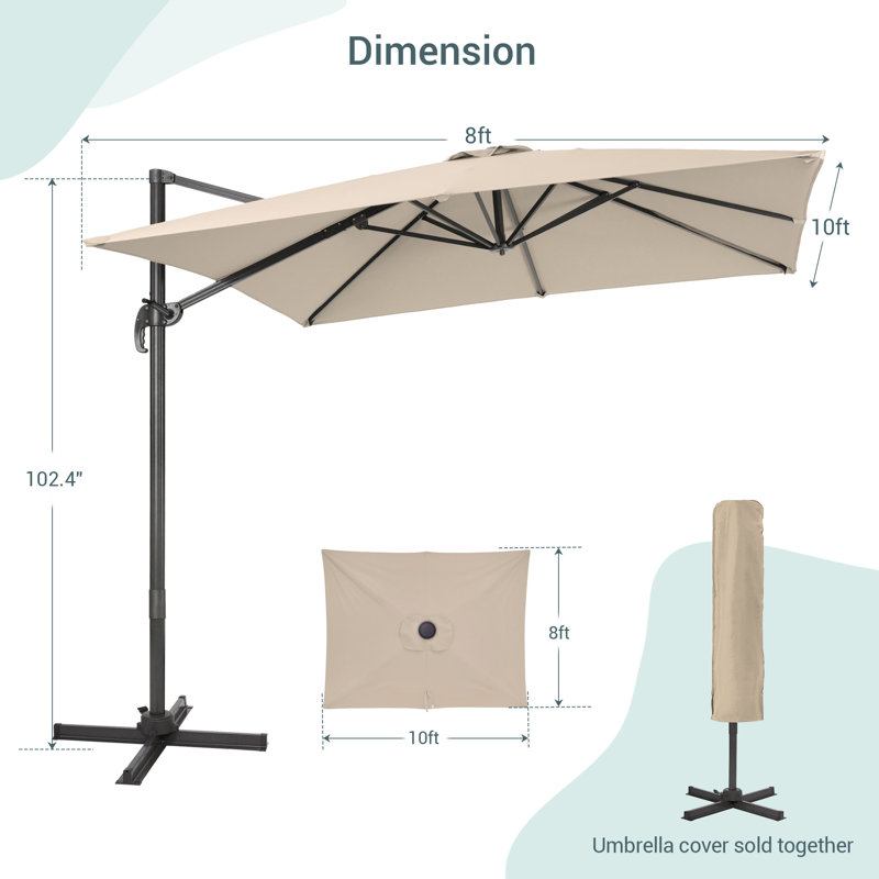 Parasol 96 po x 120 po Ruy, Tissu sable