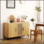 Armoire à trois portes en maille de rotin avec grand espace de rangement, parfaite pour un décor organisé et élégant