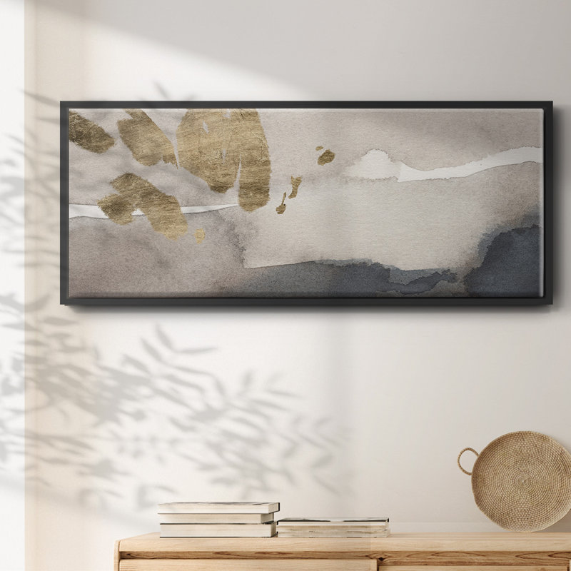 Aquarelle sur toile dorée III, H 24 po x l 60 po