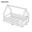 Lit simple en bois pour plancher de maison simple avec structure de toit de maison, garde-corps de clôture et panneau rainuré, blanc-133453415-133453416